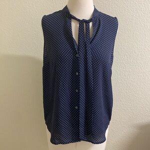 J. Crew Navy White Dot‎ Blouse